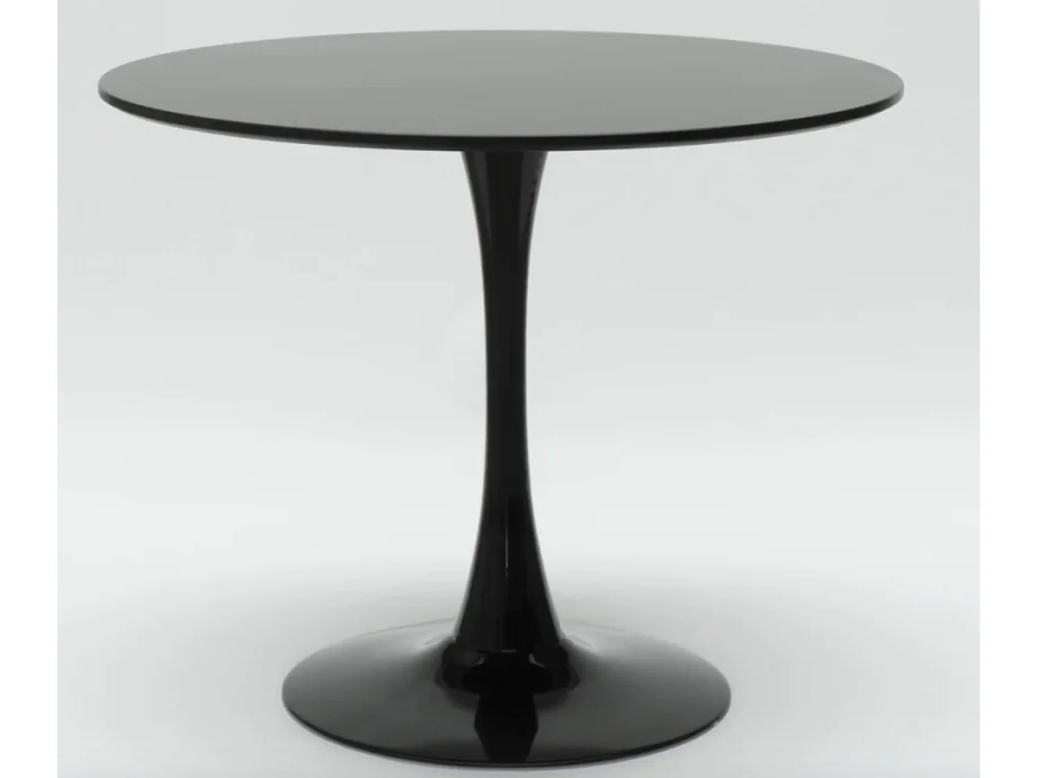 Ensemble table ronde 60cm et 2 chaises pivotantes noires avec coussin similicuir Tulipa