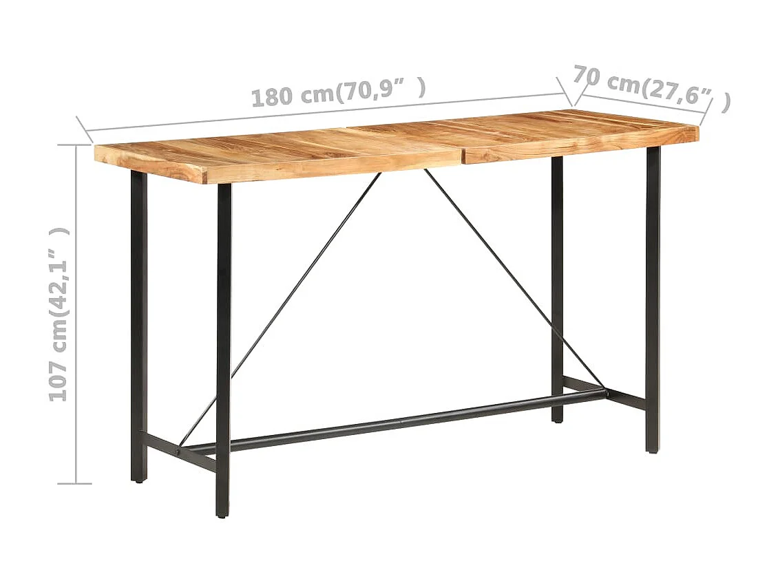 Ensemble de bar 9 pcs Bois d'acacia solide et cuir véritable 2