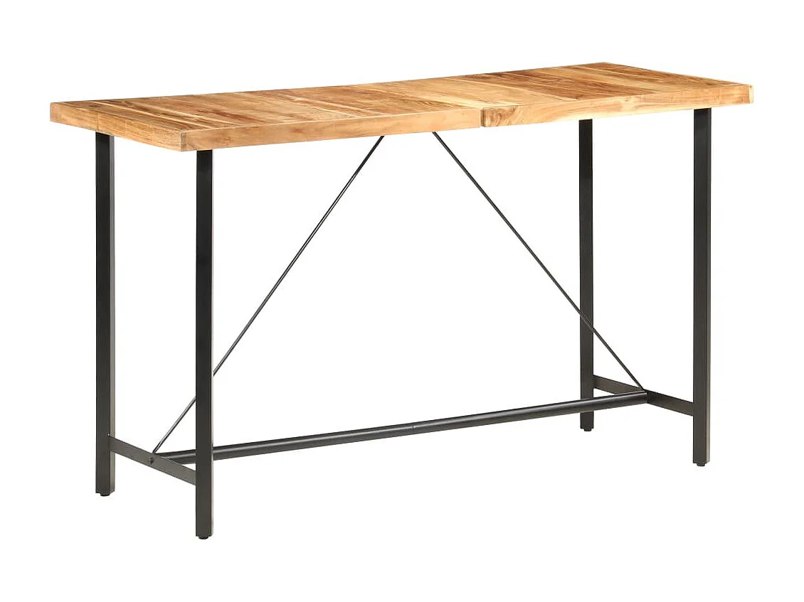 Ensemble de bar 9 pcs Bois d'acacia solide et cuir véritable 2