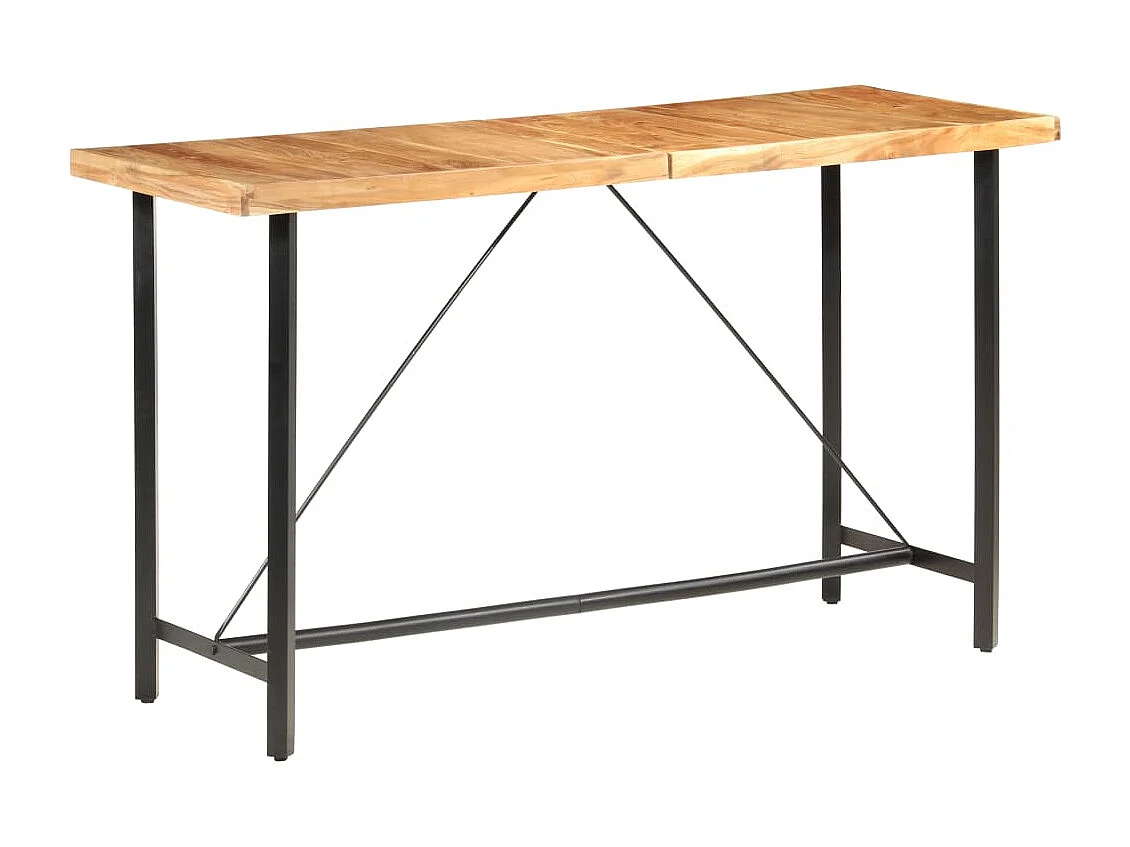 Ensemble de bar 9 pcs Bois d'acacia solide et cuir véritable 2