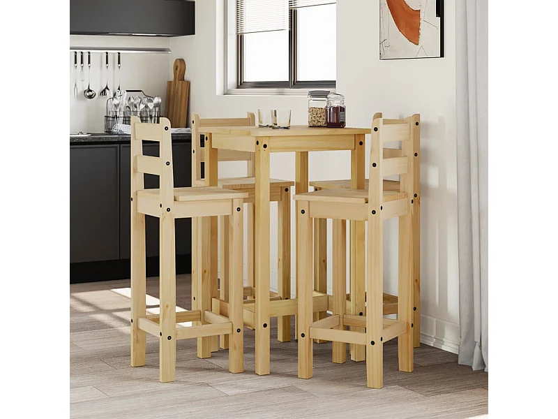 Ensemble de bar 5 pcs Bois de pin massif