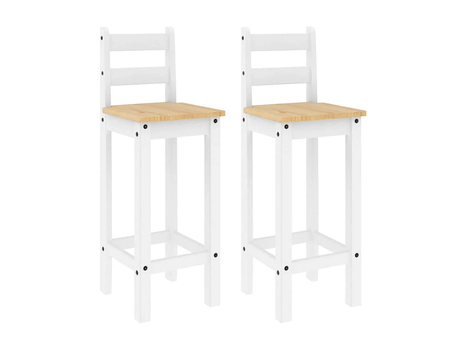 Chaises de bar 2 pcs blanc bois de pin solide