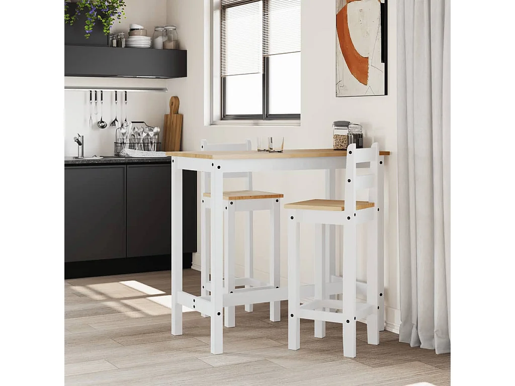 Chaises de bar 2 pcs blanc bois de pin solide