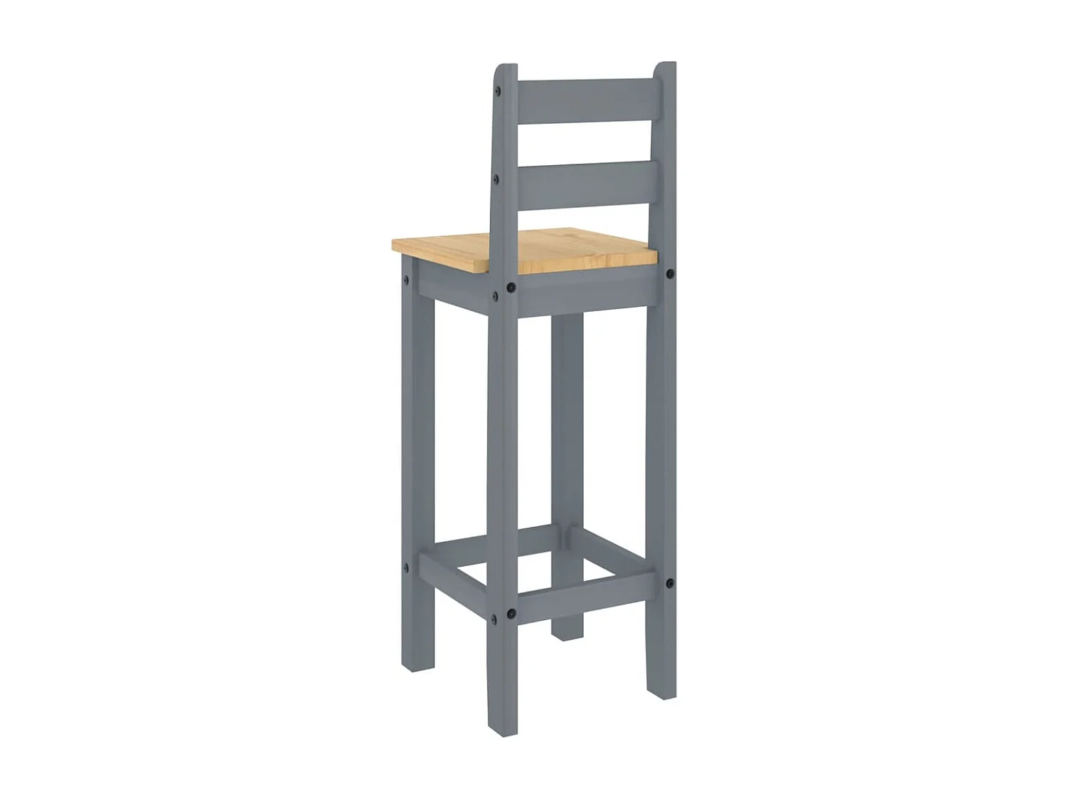 Chaises de bar 2 pcs gris bois de pin solide