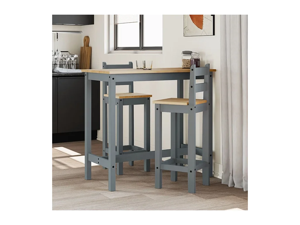 Chaises de bar 2 pcs gris bois de pin solide