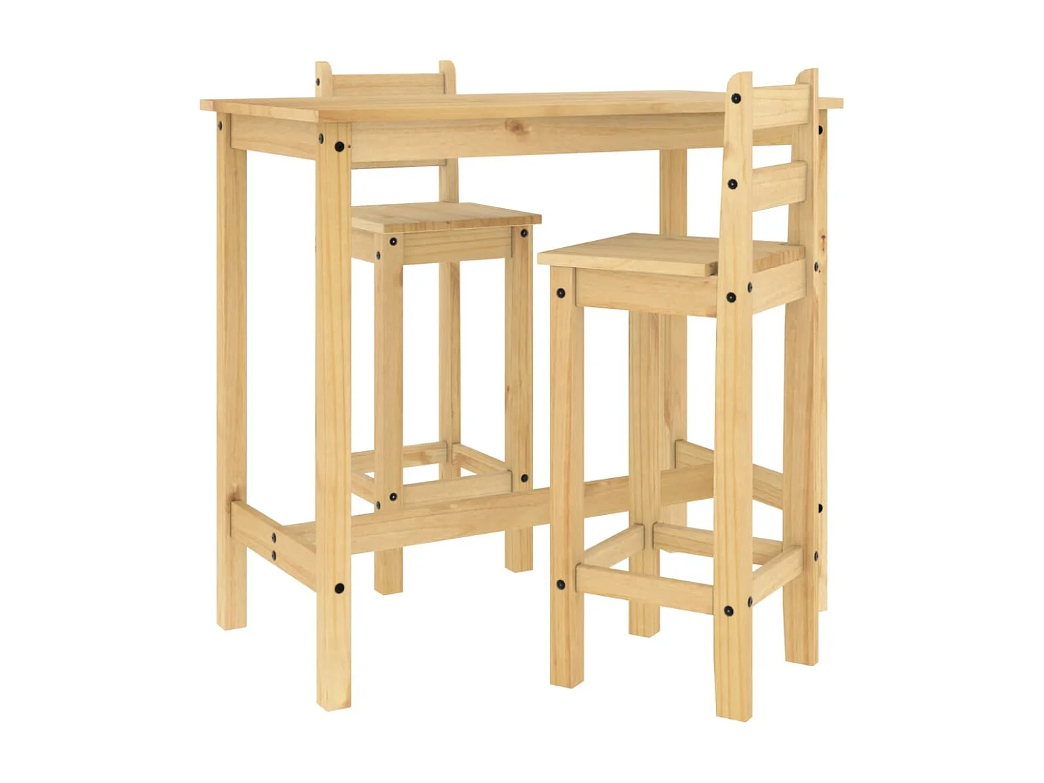 Ensemble de bar 3 pcs Bois de pin massif