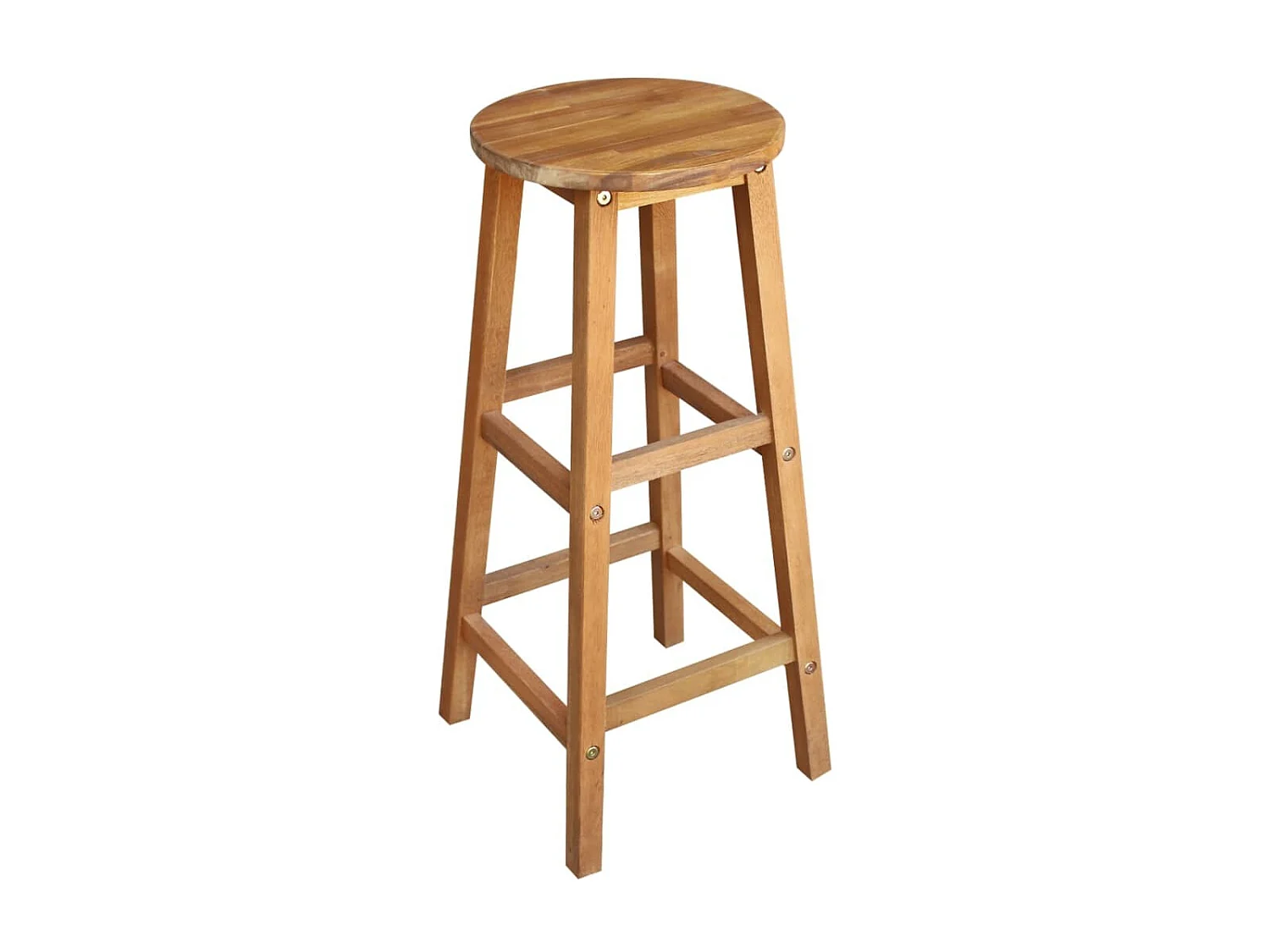 Table de bar rectangulaire bois d'acacia massif et 6 tabourets naturel Mulko