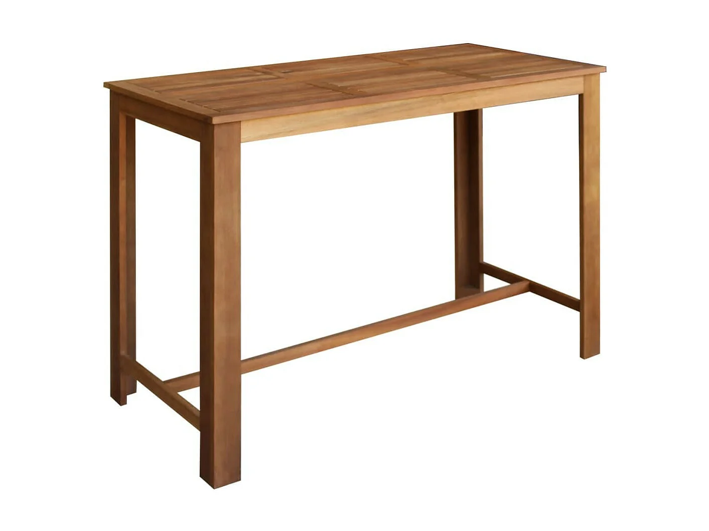 Table de bar rectangulaire bois d'acacia massif et 6 tabourets naturel Mulko