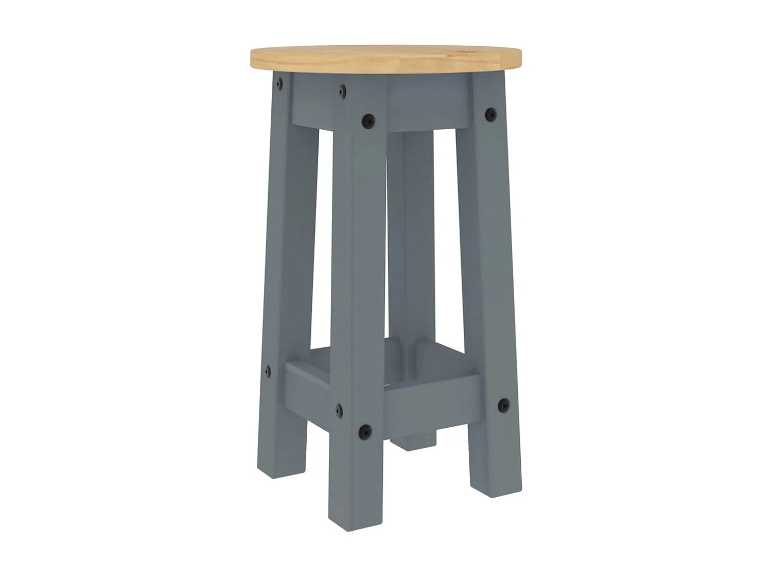 Tabourets de bar lot de 2 gris bois massif de pin
