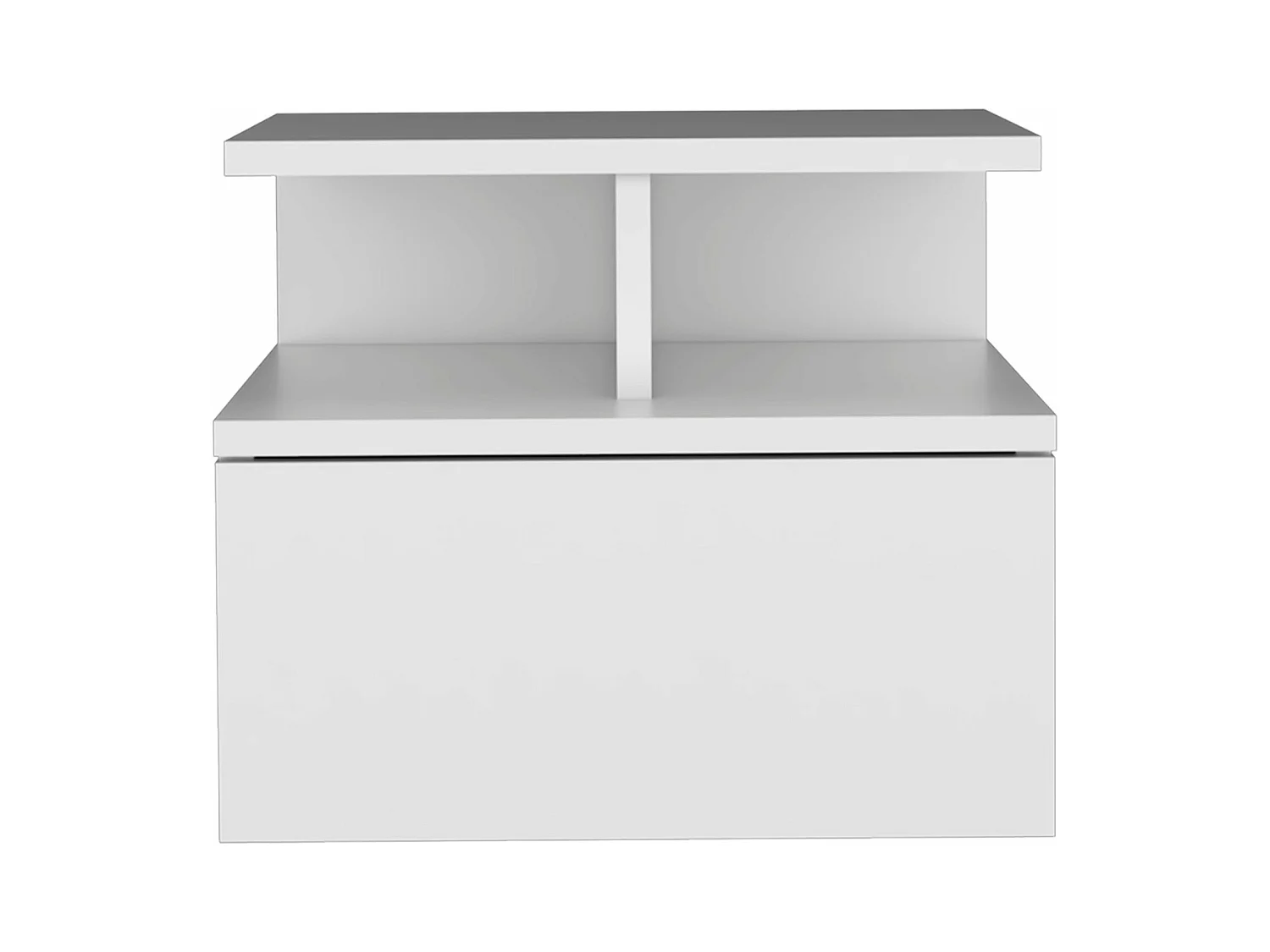 Table de chevet flottante Adele en mélamine, avec tiroir sur rail métallique, 29.5 cm X 35.6 cm X 33.6 cm , Blanc