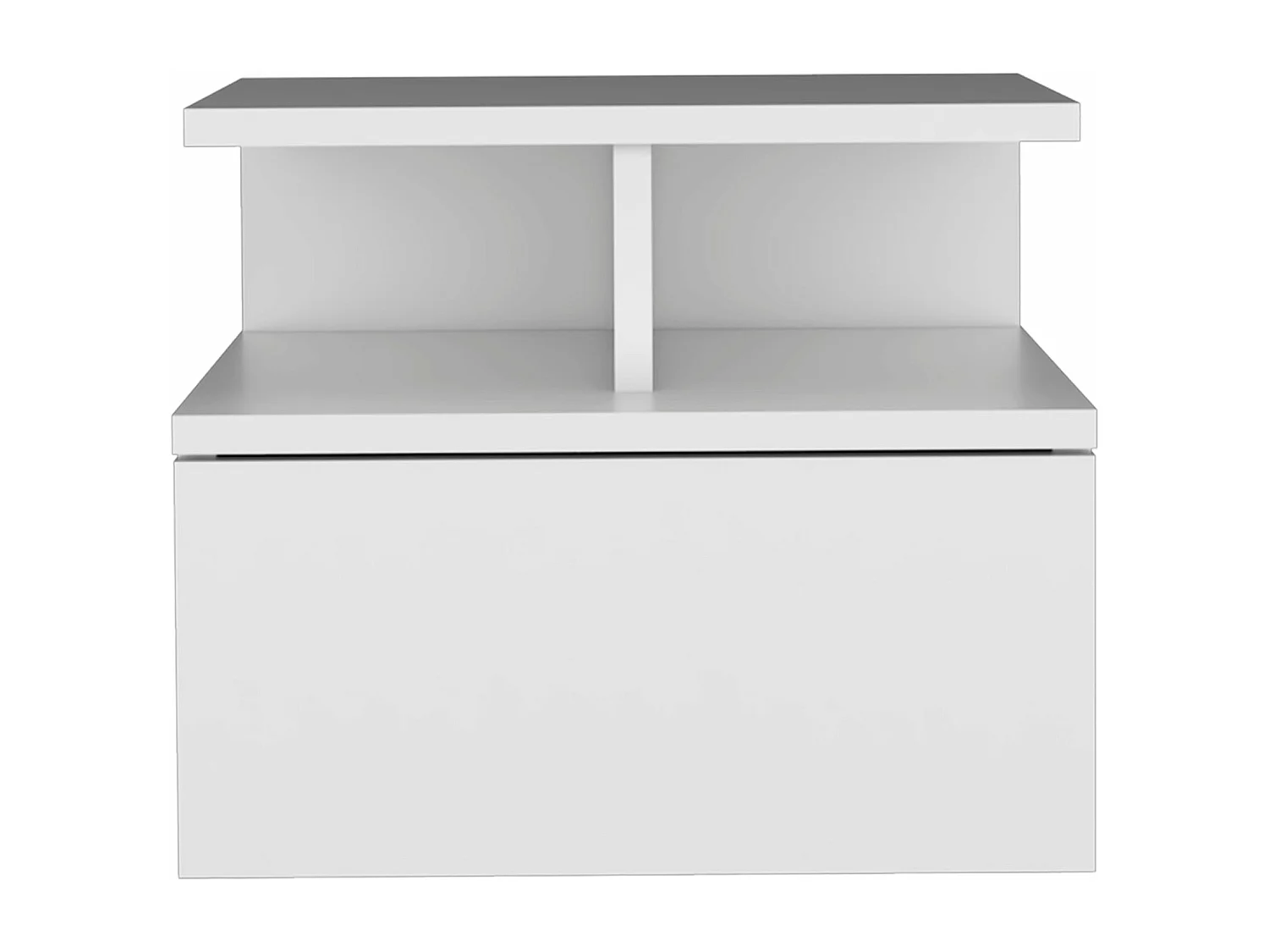 Comodino galleggiante Adele in melamina, con cassetto con guida in metallo, 29.5 cm X 35.6 cm X 33.6 cm , Bianco