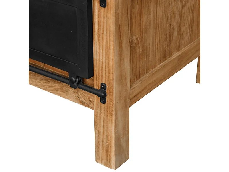 Table basse L. 120 cm bois de teck avec portes coulissantes - EDWARDS