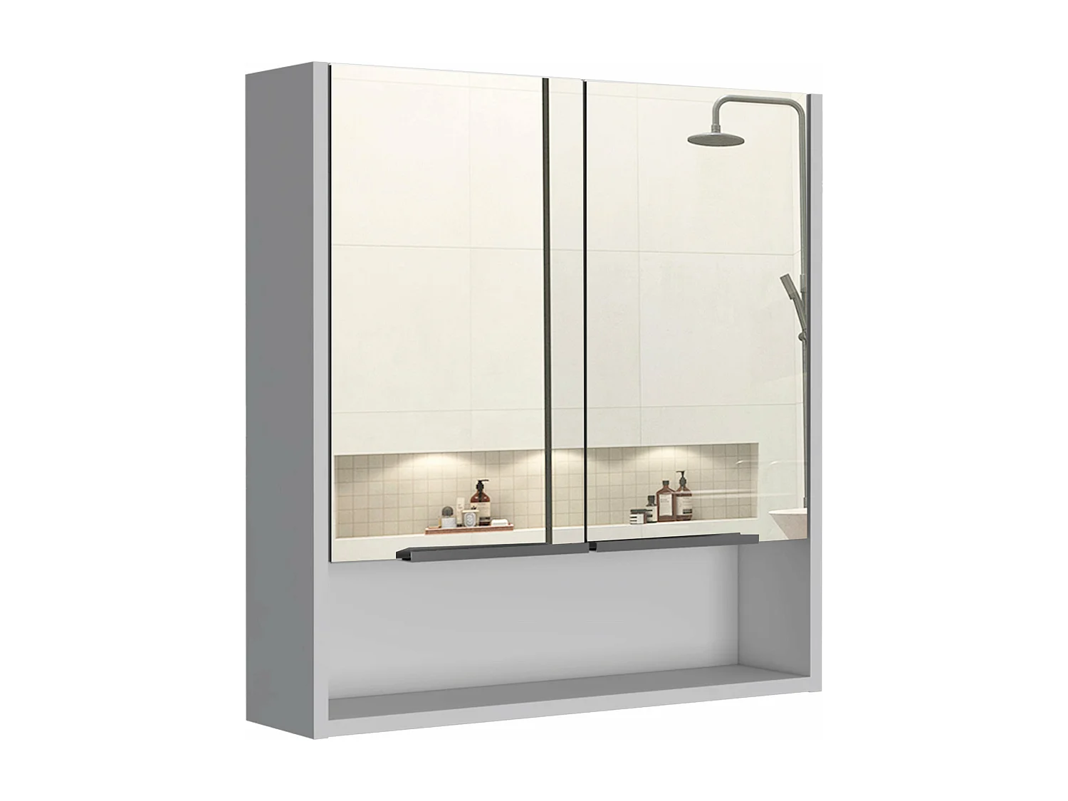 Botiquin Jaspe en Melamina, con espejos , 62.48 cm  X 59.94 cm  X 13.97 cm  , Blanco