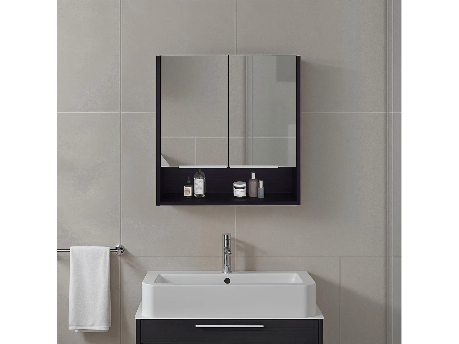 TUHOME CONCEPT Armário de parede para casa de banho Jaspe de 60 cm, wengué