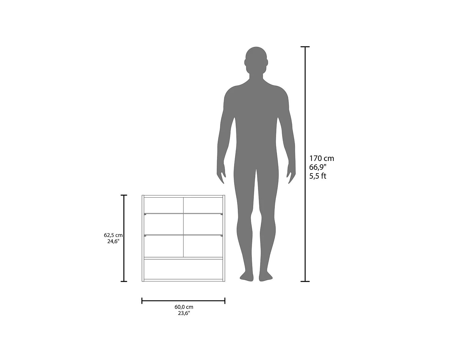 TUHOME CONCEPT Armário de parede para casa de banho Jaspe de 60 cm, wengué