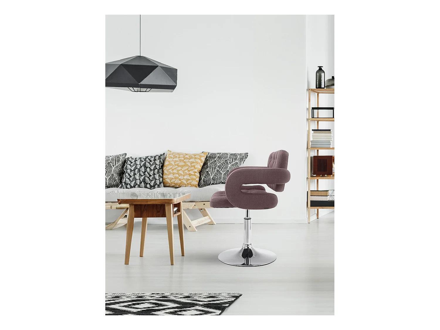 Drehsessel - Stoff & Metall in Chromoptik - braun - Dublin