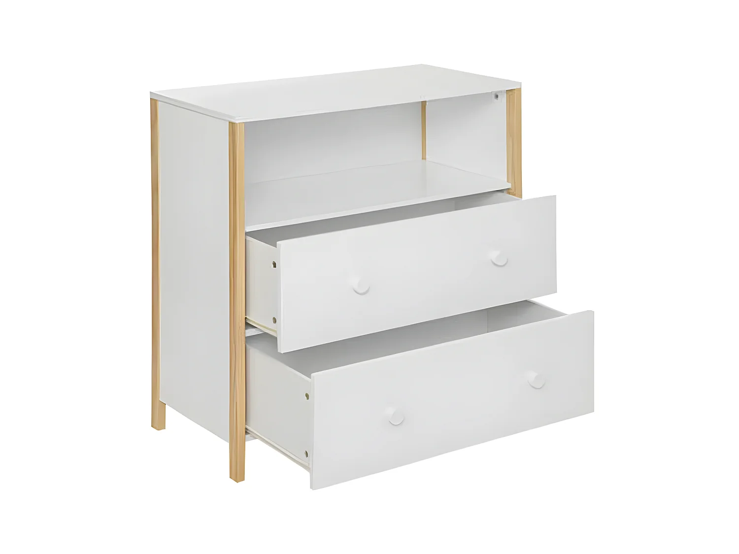 Kommode 2 Schubladen weiß 85x80x40cm