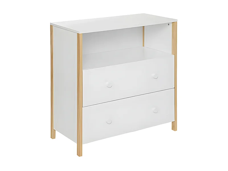 Kommode 2 Schubladen weiß 85x80x40cm