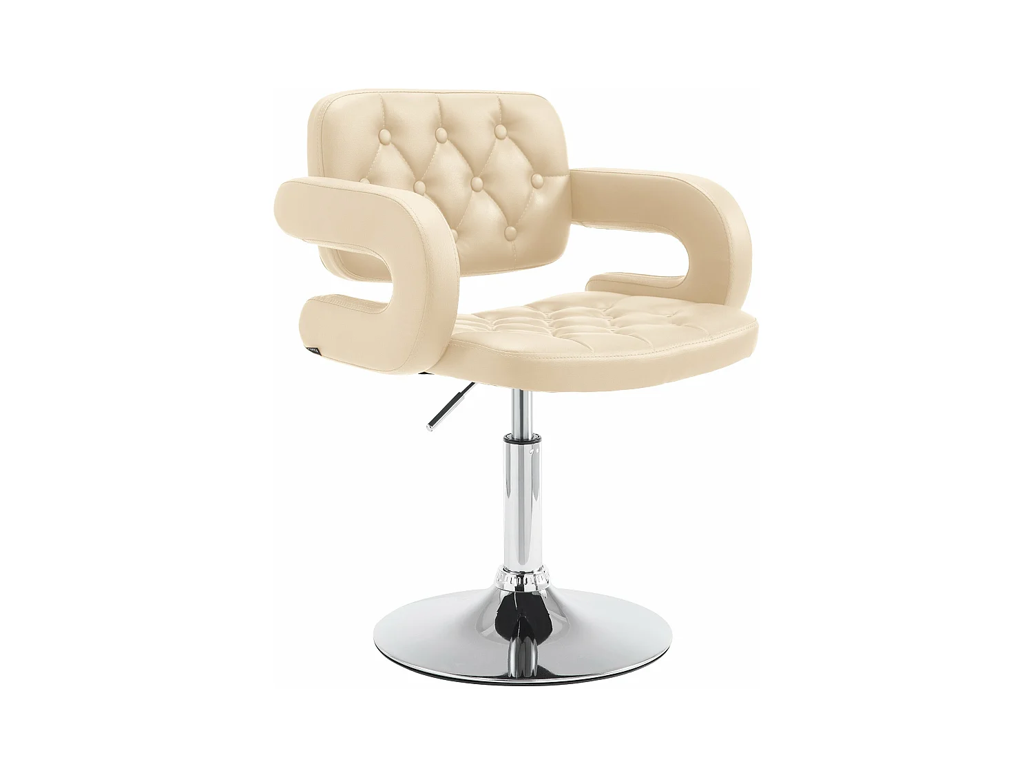 Fauteuil pivotant - Similicuir & Métal chromé - Crème - Dublin