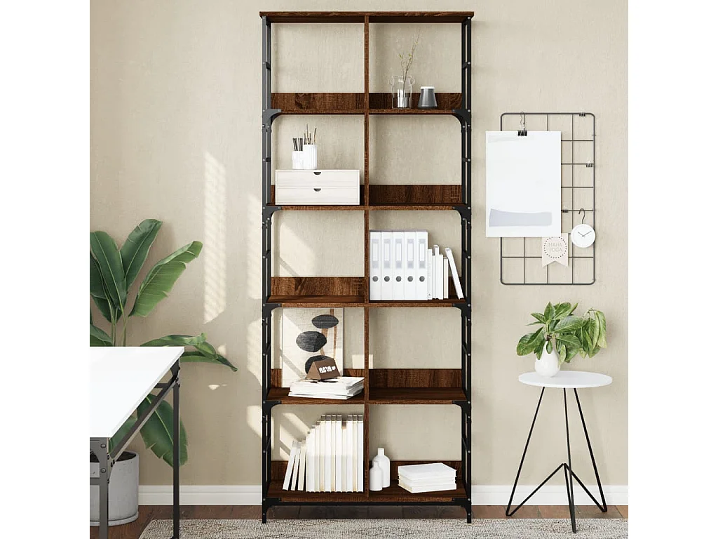 Bibliothèque chêne marron 78,5x33x188,5 bois d'ingénierie