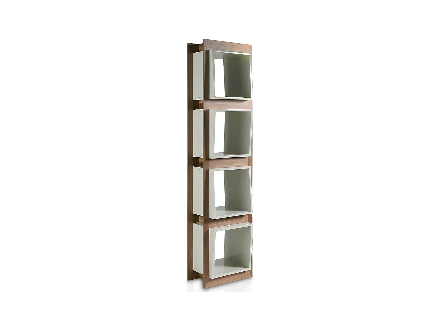 Étagère contemporaine bois noyer et laqué Muza-Couleur Céleste