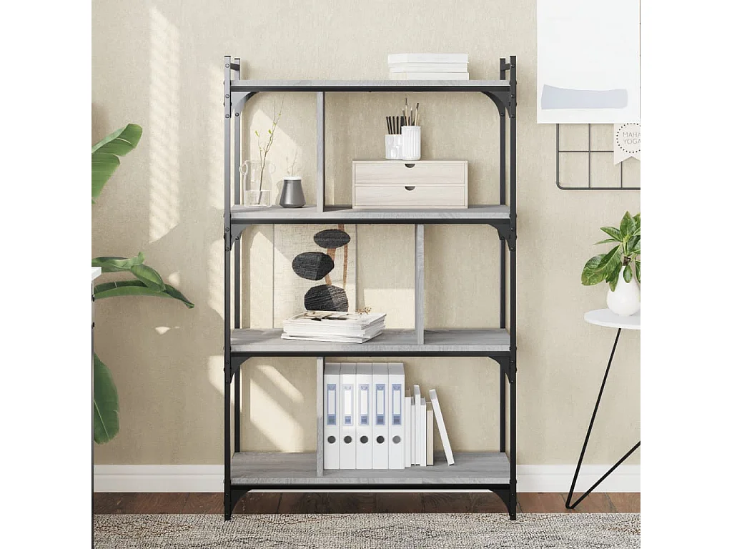 Bibliothèque à 4 niveaux sonoma gris 76x32x123