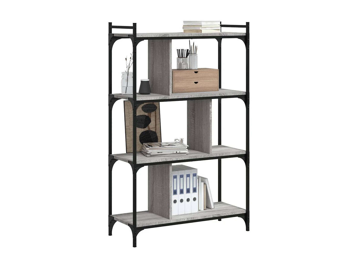 Bibliothèque à 4 niveaux sonoma gris 76x32x123
