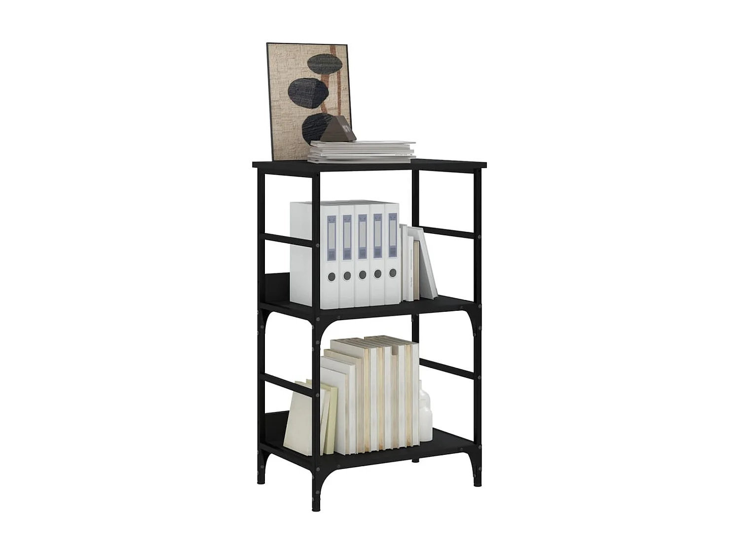 Petite étagère bibliothèque bois et métal Kano 50cm - Style industriel-Noir
