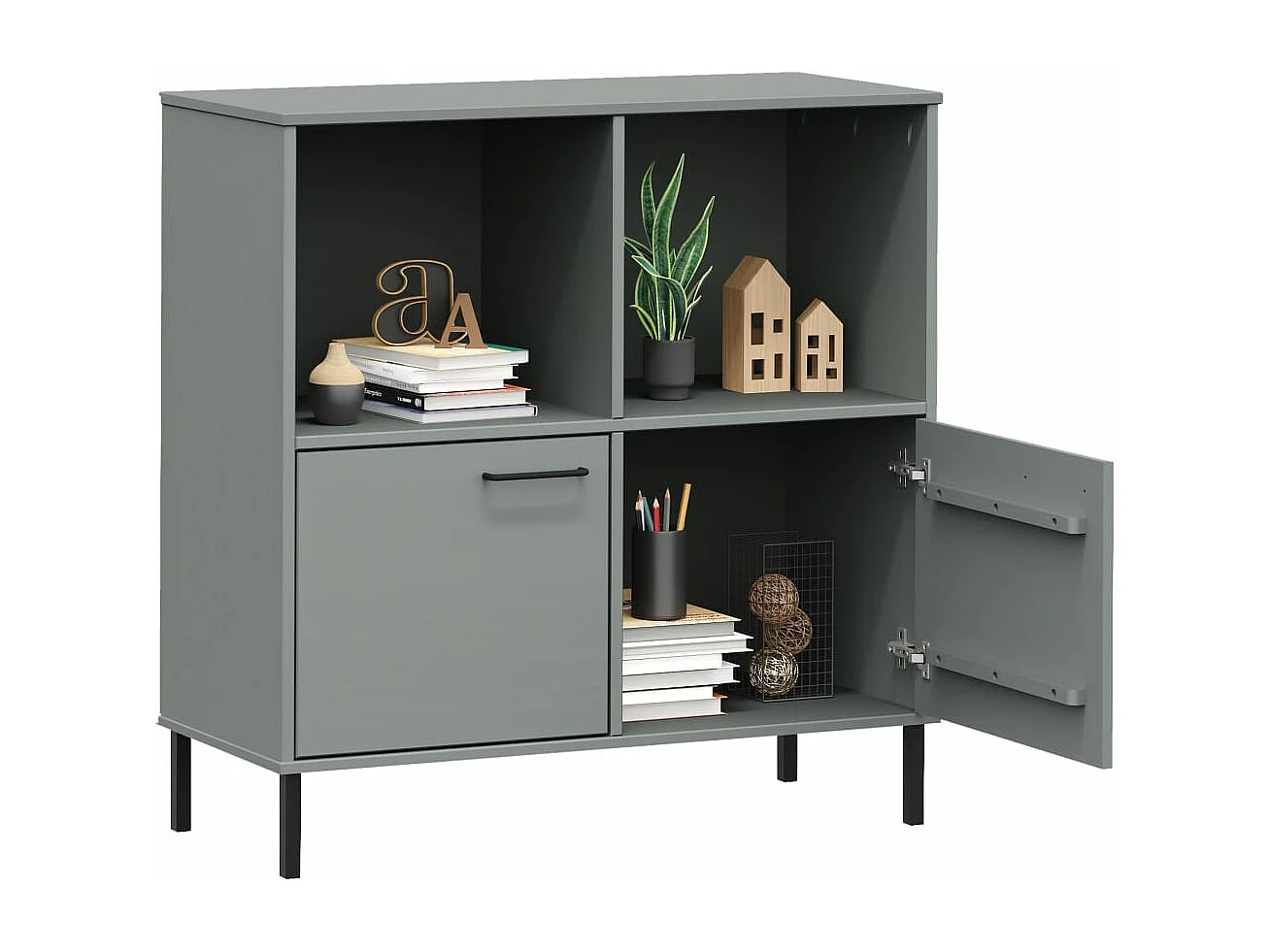 Bibliothèque avec pieds en métal Gris 90x35x90,5 Bois OSLO