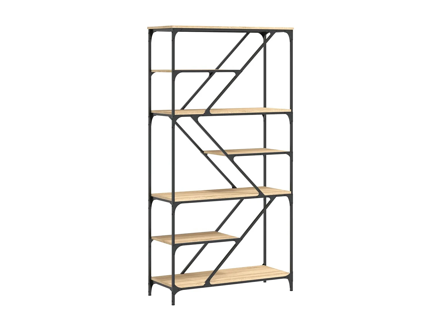 Bibliothèque chêne sonoma 91x36x176 bois ingénierie et acier