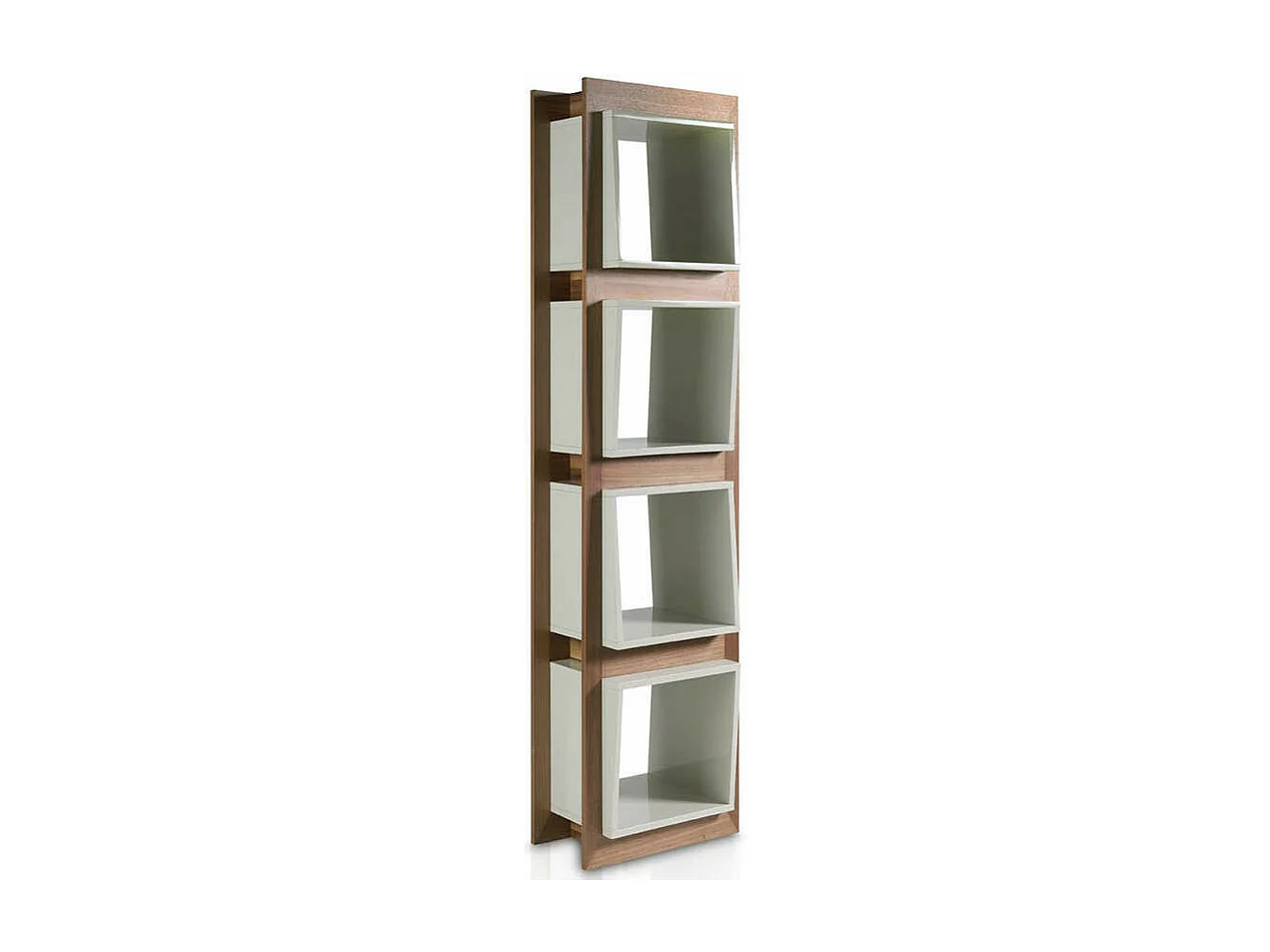 Étagère contemporaine bois noyer et laqué Muza-Couleur Vapeur