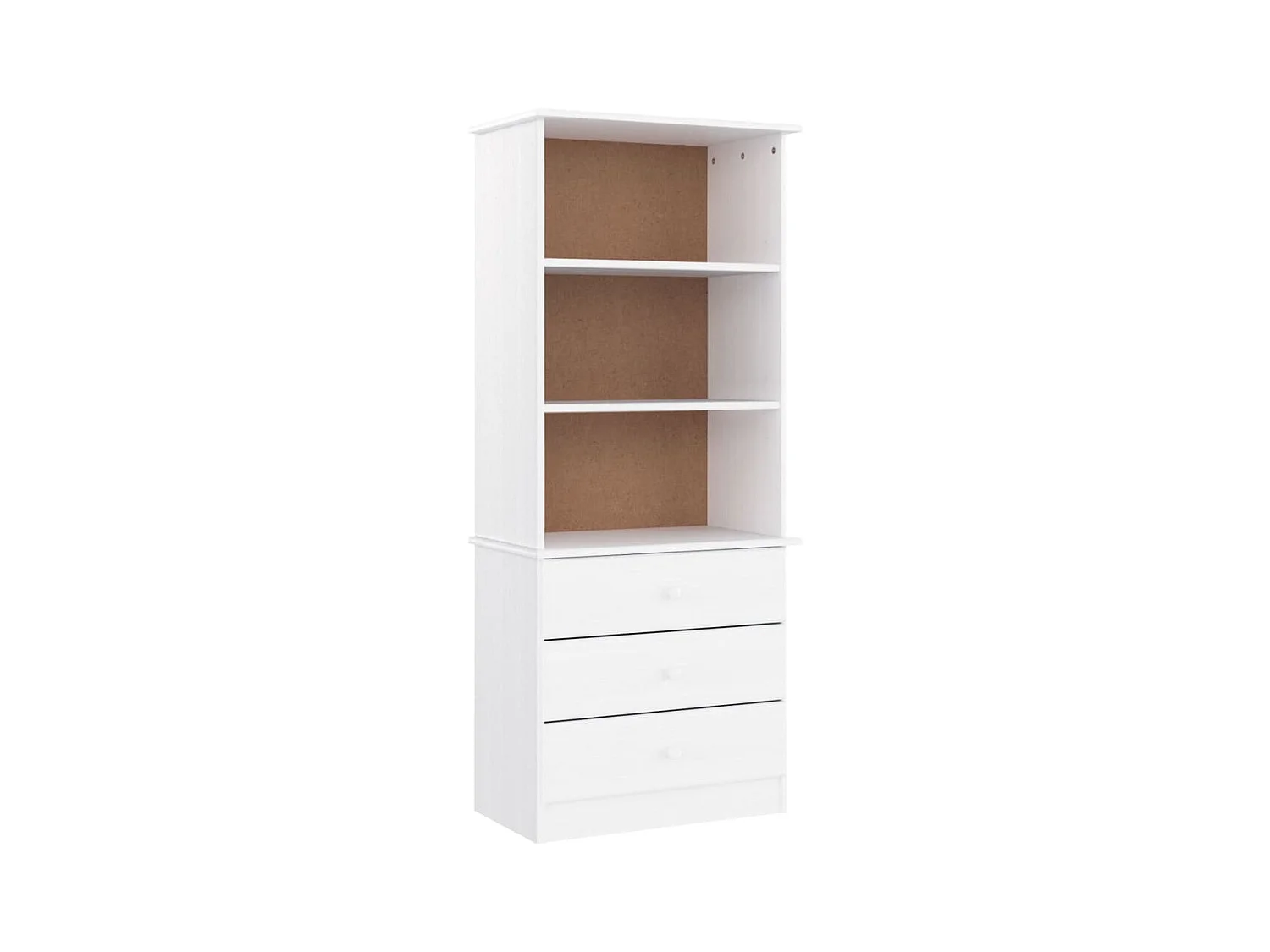 Bibliothèque et tiroirs ALTA blanc 60x35x142 bois massif pin