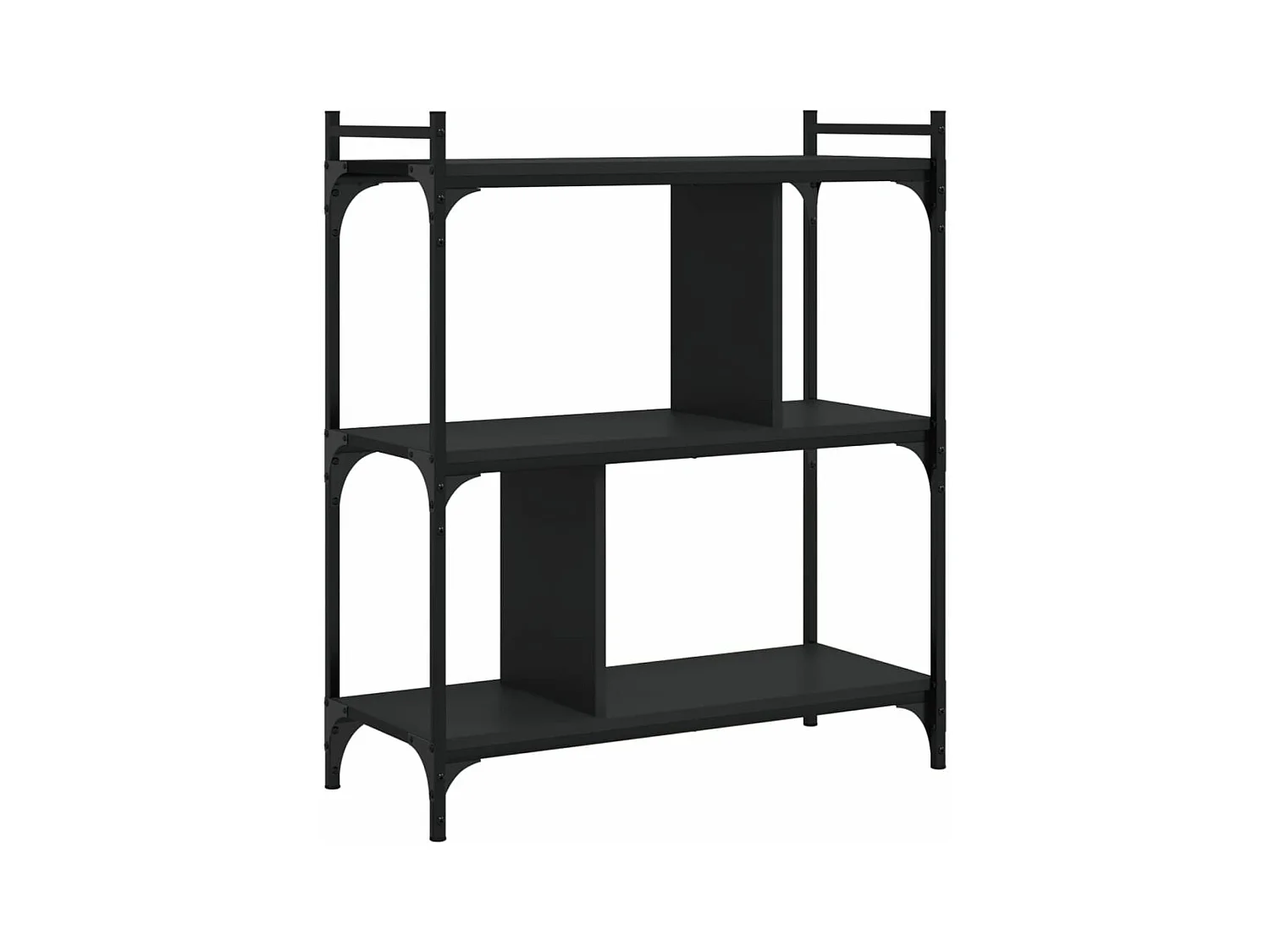 Bibliothèque à 3 niveaux noir 76x32x88 bois d'ingénierie