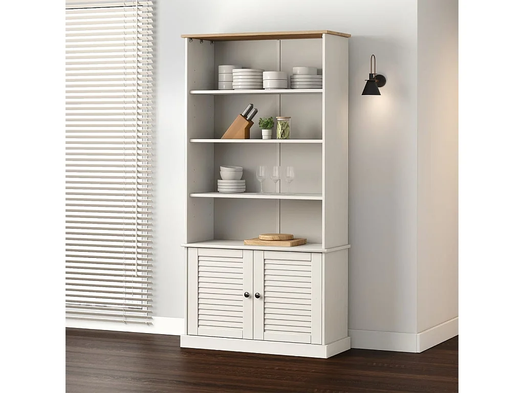 Bibliothèque VIGO blanc 85x35x170 bois massif de pin