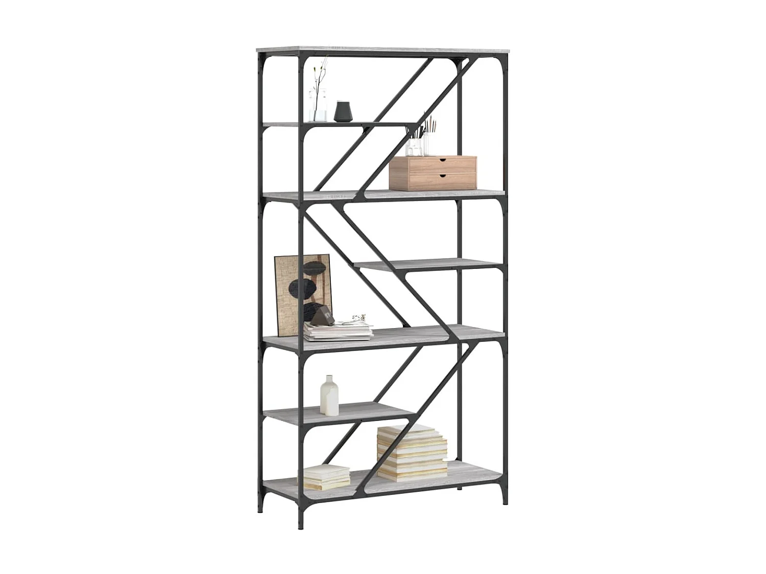 Bibliothèque sonoma gris 91x36x176 bois d'ingénierie et acier