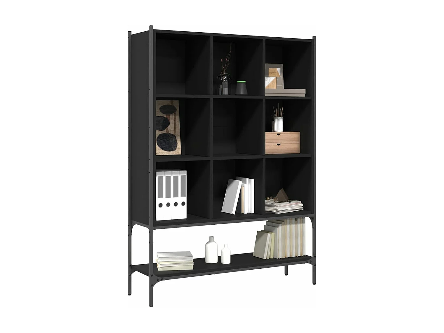 Bibliothèque noir 102x30x141,5 bois d'ingénierie