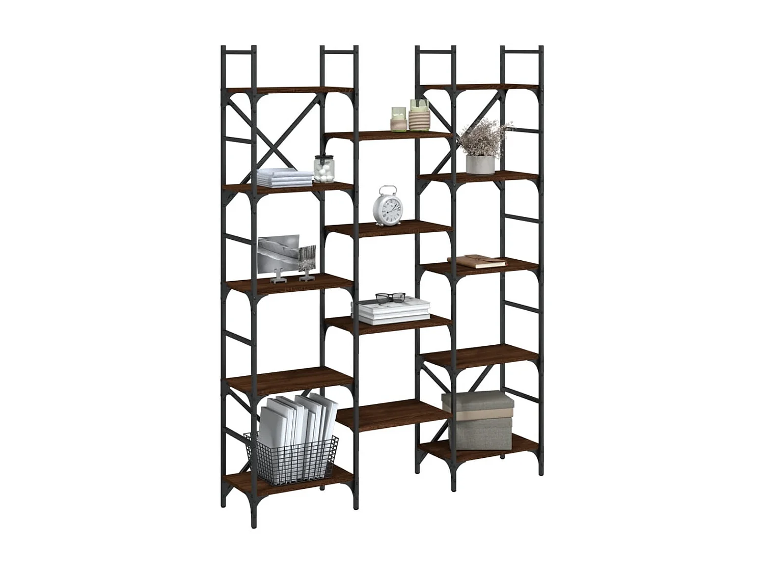 Bibliothèque chêne marron 127,5x28,5x172,5 bois d'ingénierie