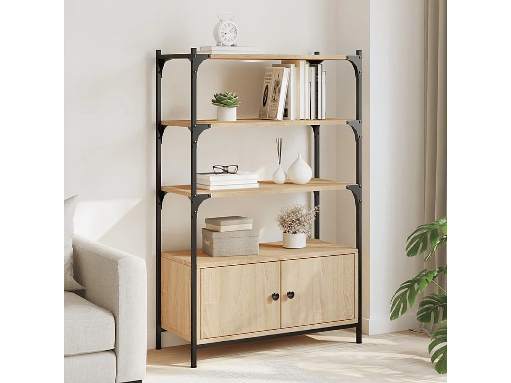 Bibliothèque à 3 niveaux chêne sonoma 70x30x109,5