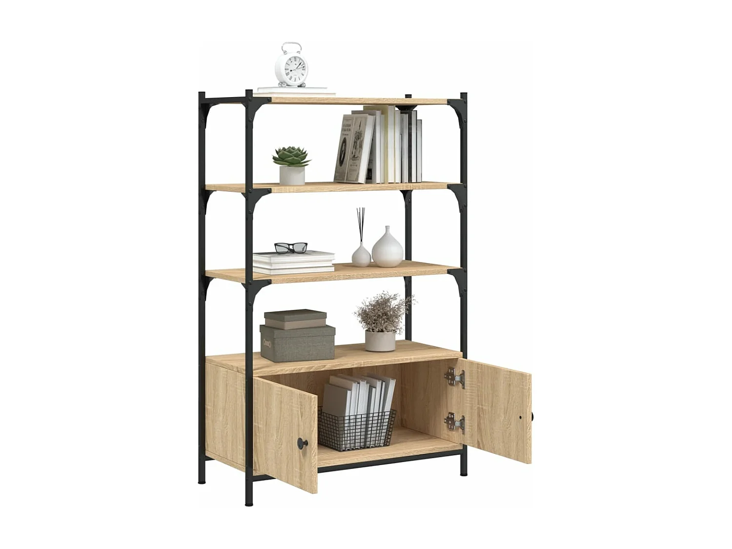 Bibliothèque à 3 niveaux chêne sonoma 70x30x109,5