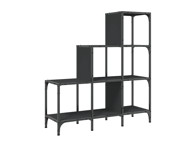 Bibliothèque noir 92x30x102 bois d'ingénierie et métal