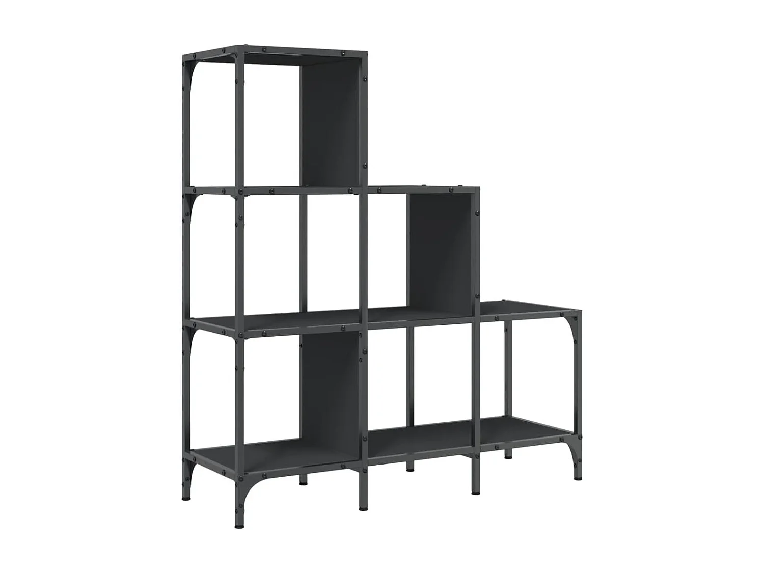 Bibliothèque noir 92x30x102 bois d'ingénierie et métal