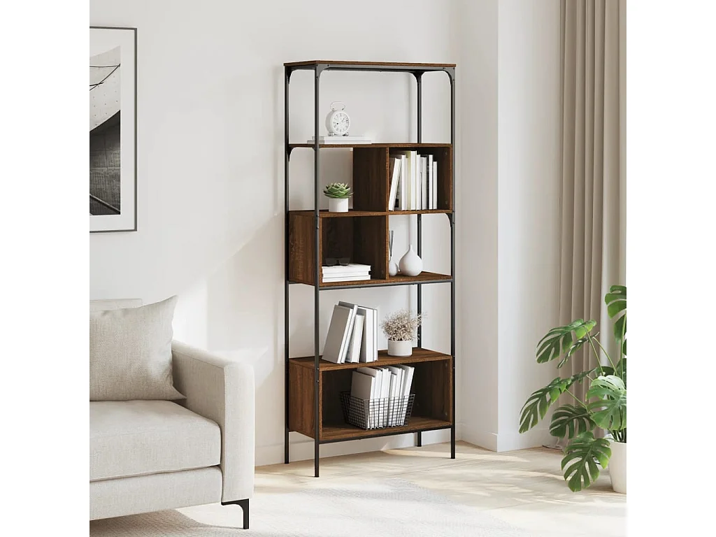 Bibliothèque 5 niveaux chêne marron 76x33x188,5