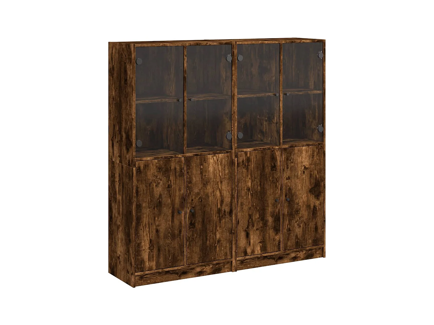 Bibliothèque avec portes chêne fumé 136x37x142