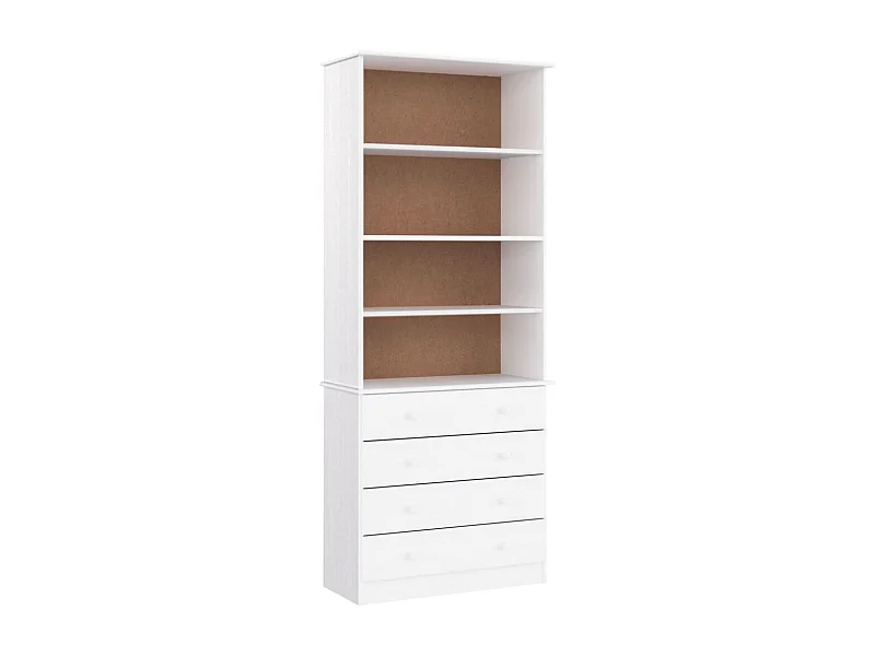 Bibliothèque tiroirs ALTA blanc 77x35x186,5 bois massif pin
