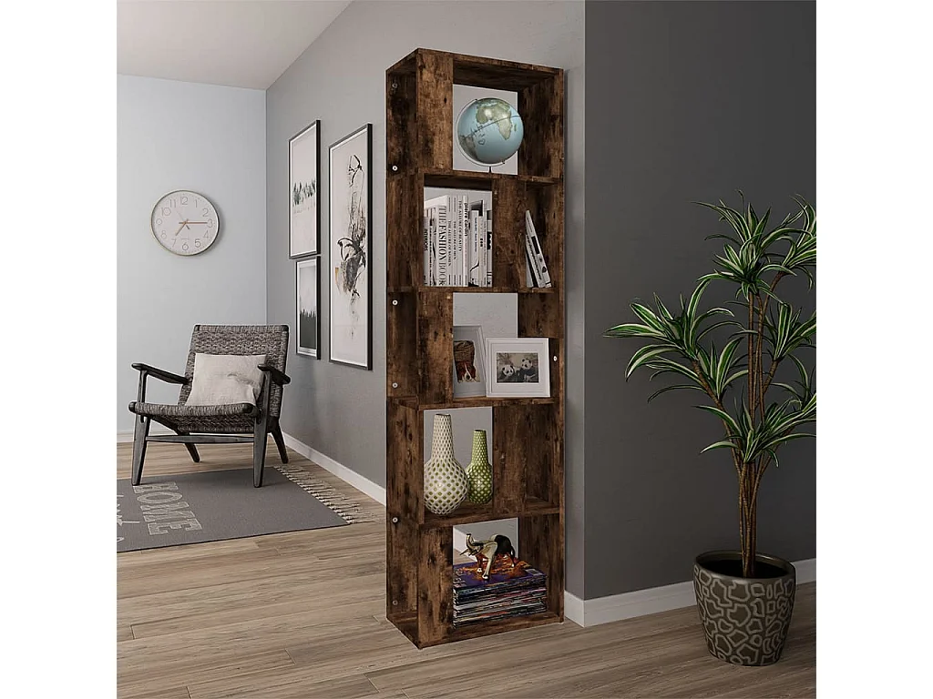 Bibliothèque Chêne fumé 45x24x160 Bois d'ingénierie