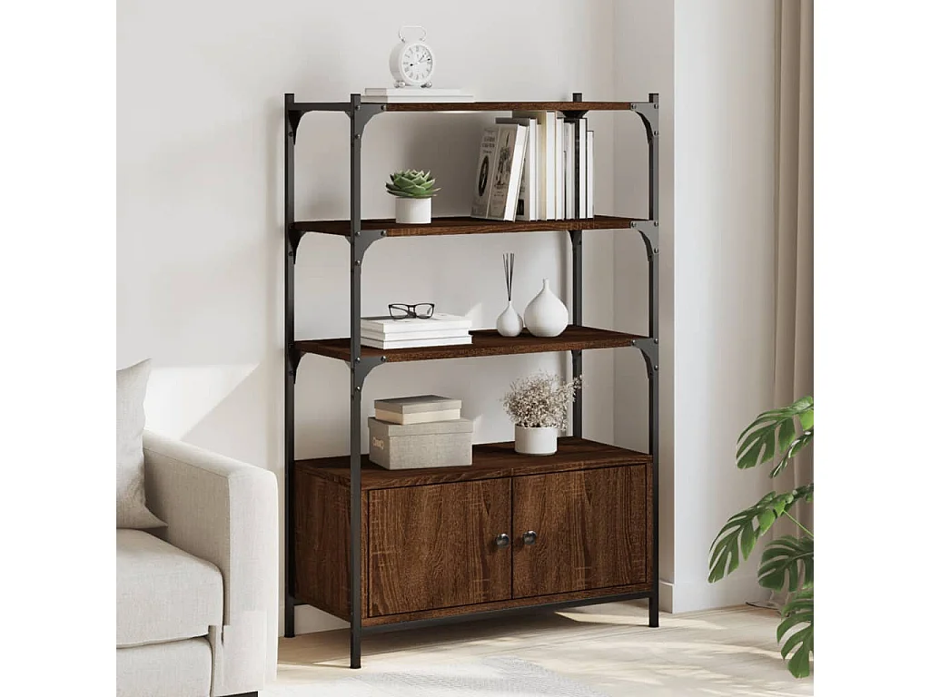 Bibliothèque à 3 niveaux chêne marron 70x30x109,5