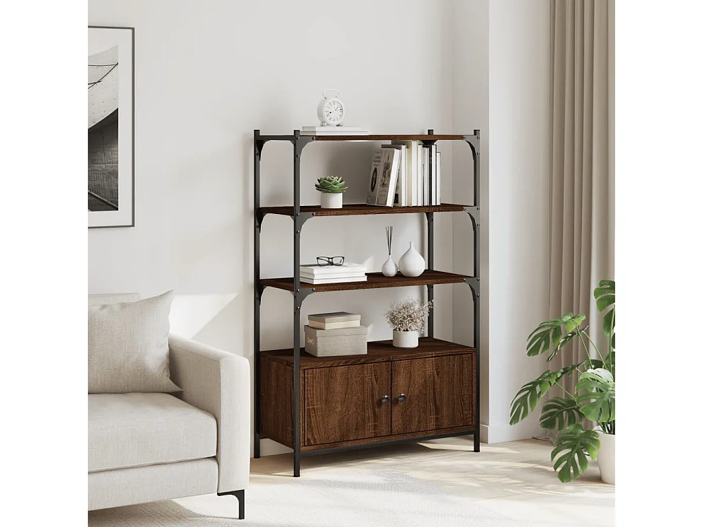 Bibliothèque à 3 niveaux chêne marron 70x30x109,5