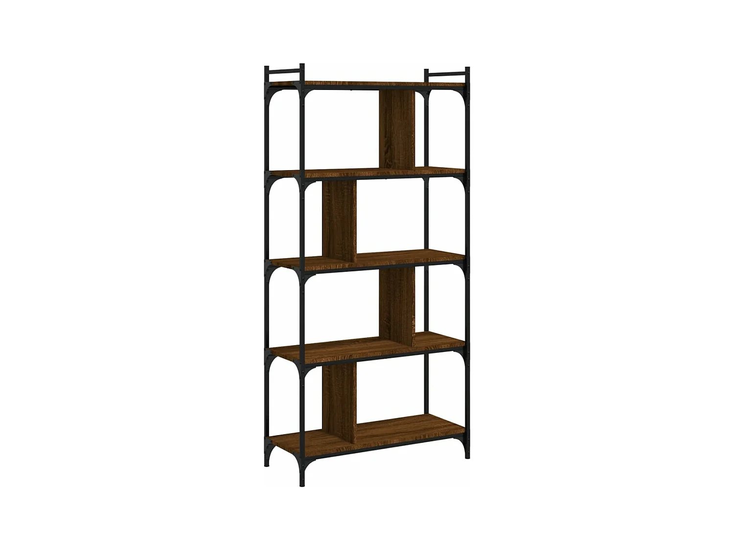 Bibliothèque 5 niveaux chêne brun 76x32x158 bois d'ingénierie