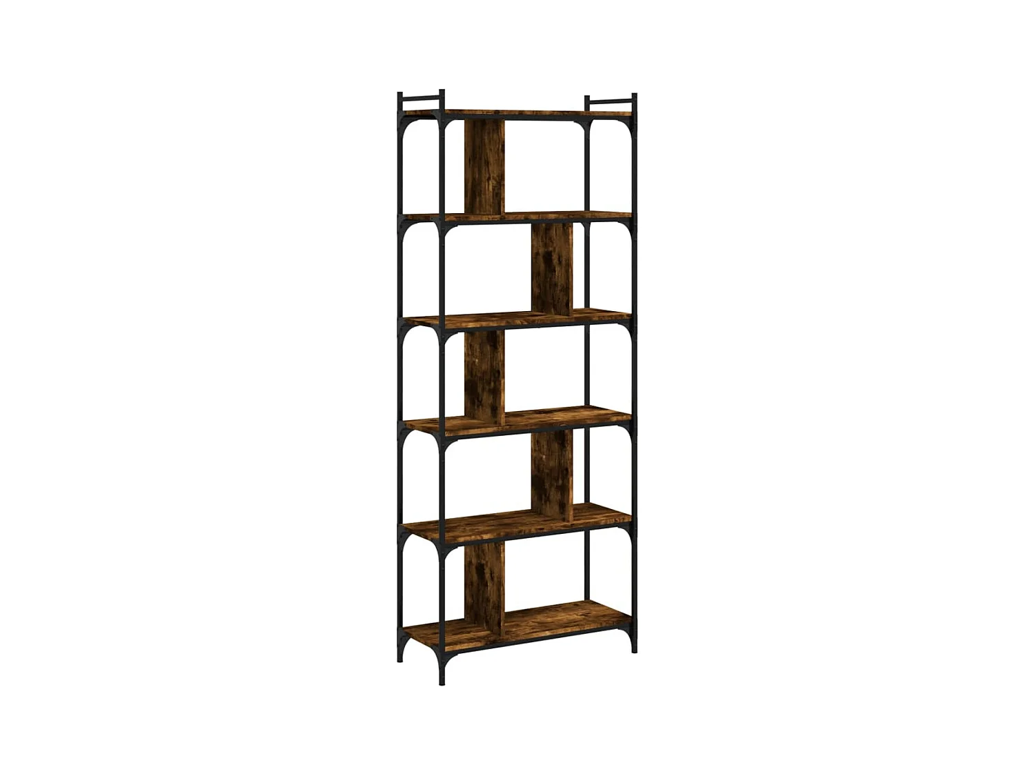 Bibliothèque 6 niveaux chêne fumé 76x32x192 bois d'ingénierie