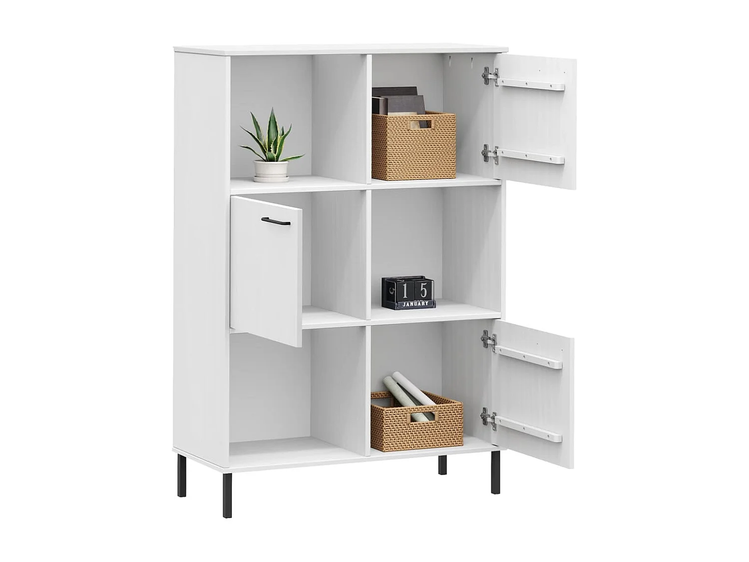 Boekenkast met metalen poten OSLO 90x35x128,5 cm hout wit